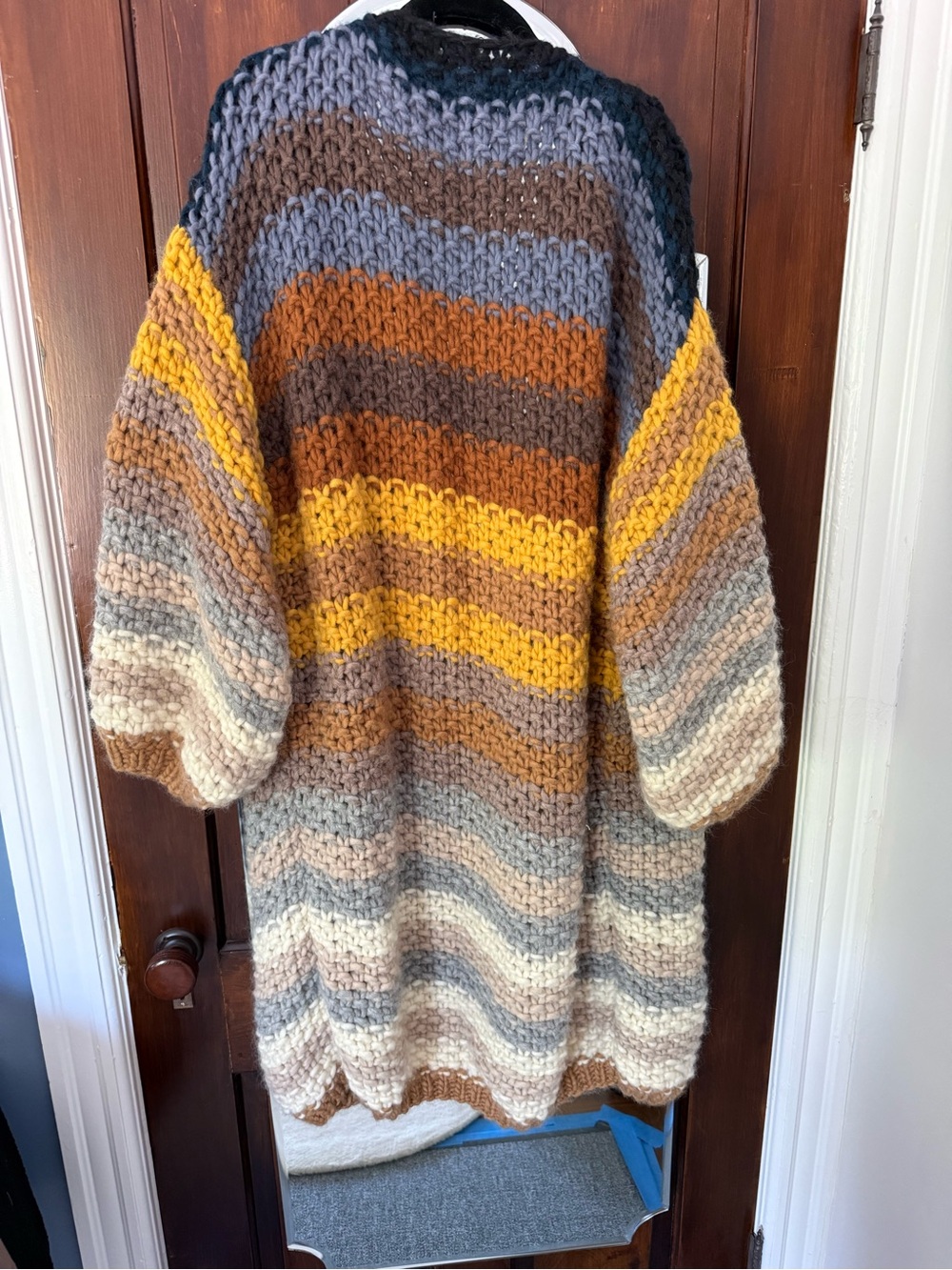 Maiami: Cozy Multicolor Striped Open Cardigan Sweater - Picture 2 of 3